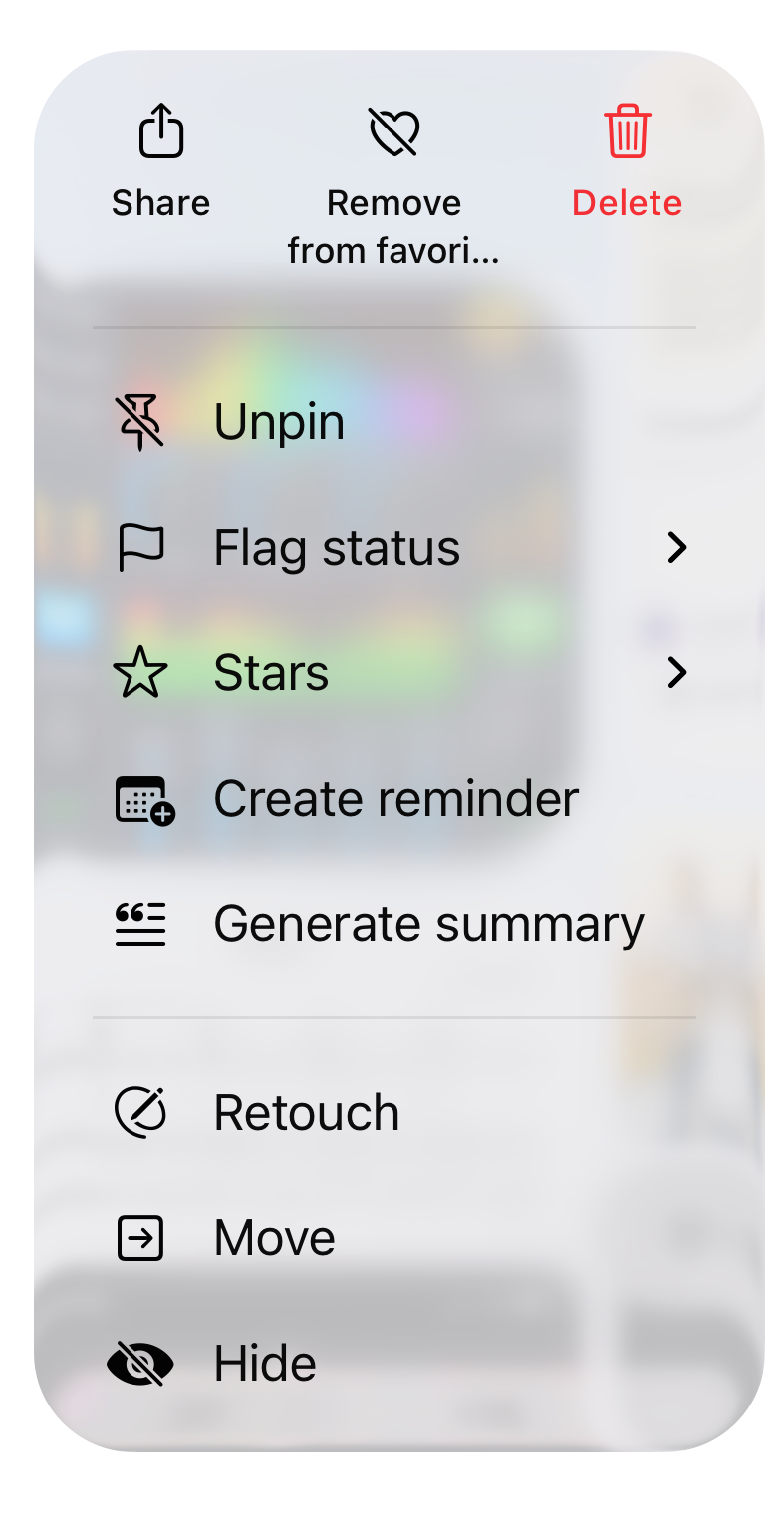 Screenshot action menu